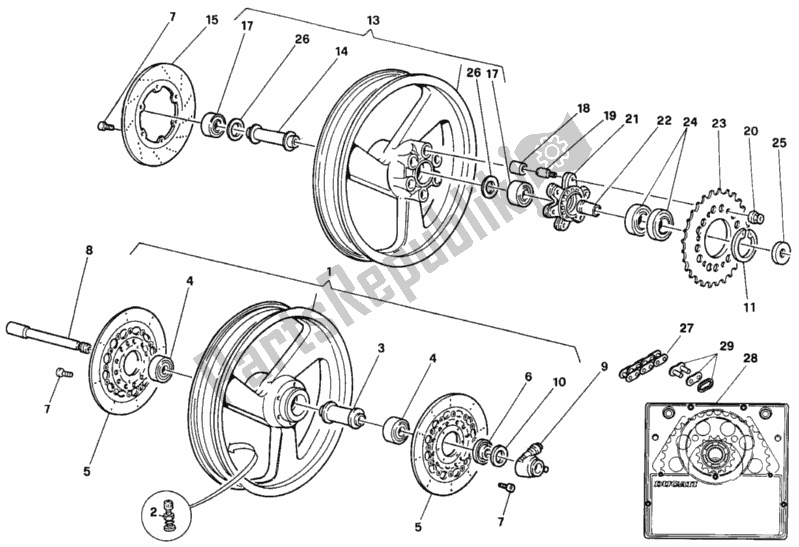 Tutte le parti per il Ruote Dm 021406 del Ducati Supersport 900 SS USA 1997